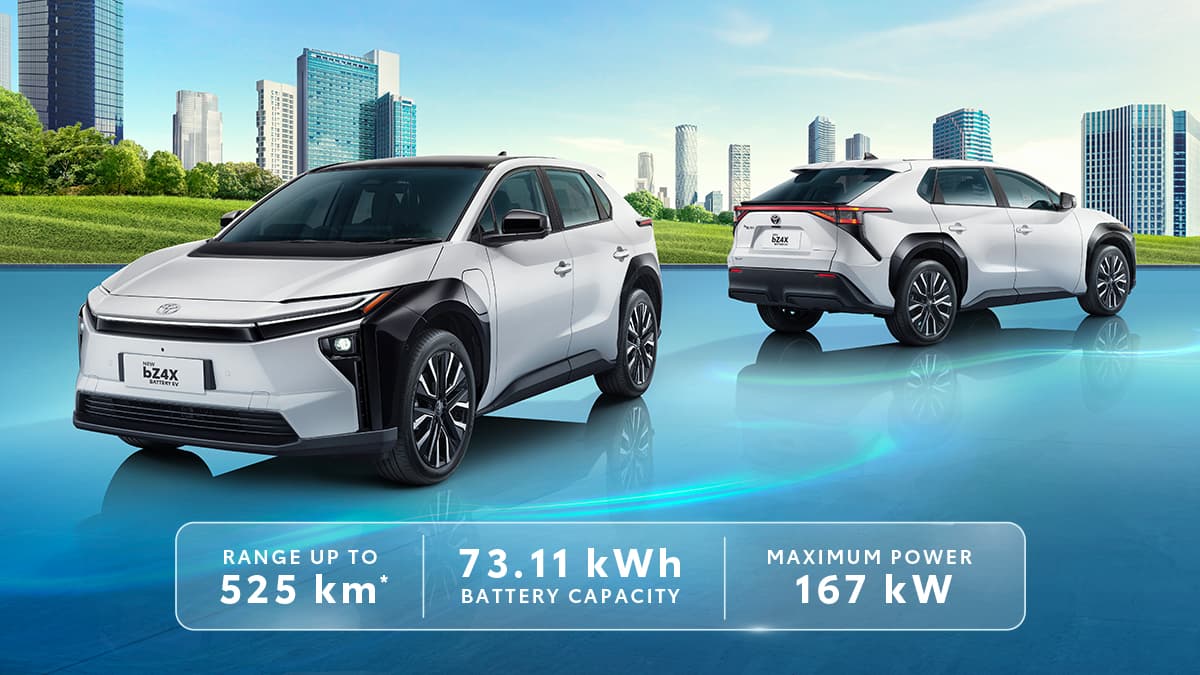 bZ4X Battery EV: Increased Performance, Power (167 kW), Battery Capacity (73.11 kWh), and Range up to 525 km*